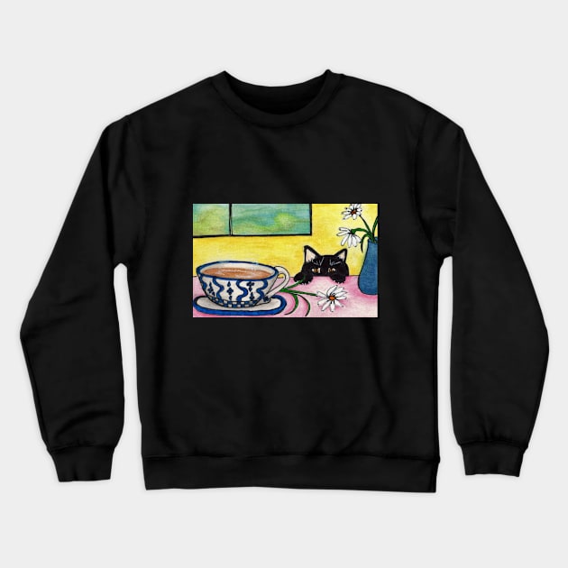 Good Morning Kitty Crewneck Sweatshirt by CAutumnTrapp